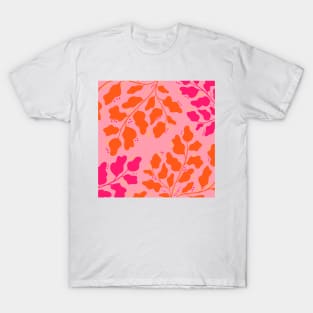Pink and orange leaves floral pattern T-Shirt
